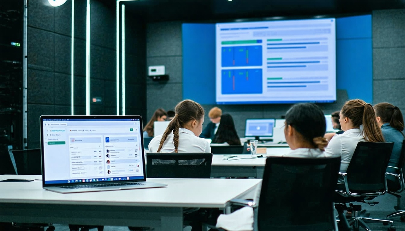 Employees Undergoing Training and the Admin Panel Interface Employees Undergoing Training and the Admin Panel Interface